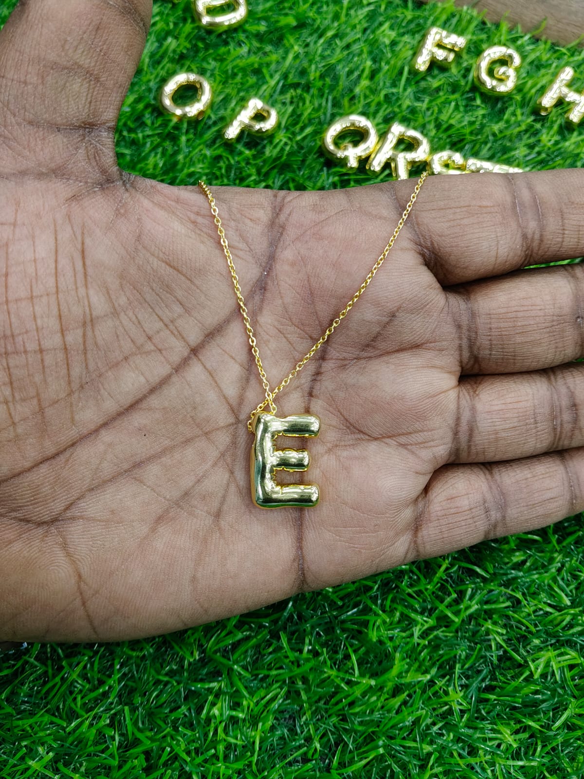 Bubble Initial Necklace - Gold Plated Metal | Custom Letter Pendant