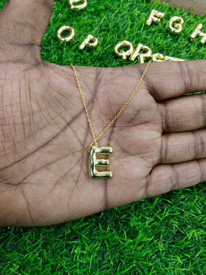 Bubble Initial Necklace - Gold Plated Metal | Custom Letter Pendant