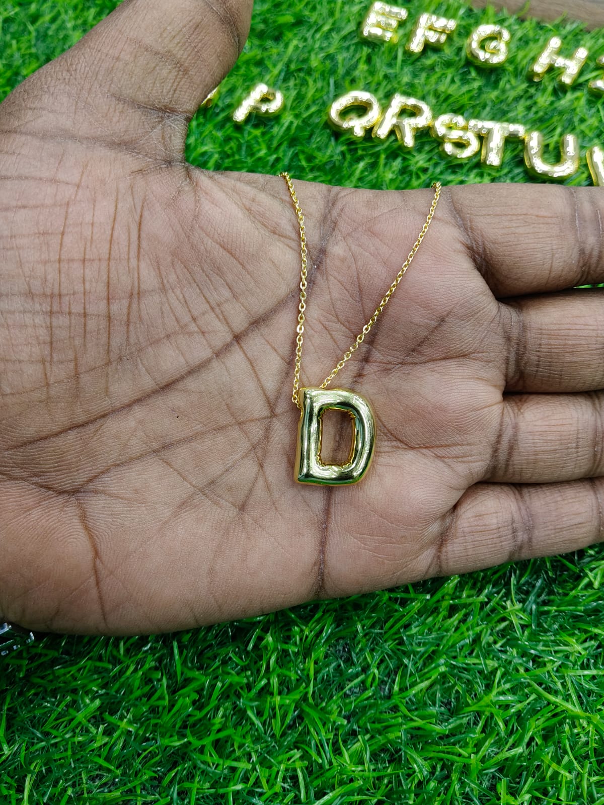 Bubble Initial Necklace - Gold Plated Metal | Custom Letter Pendant