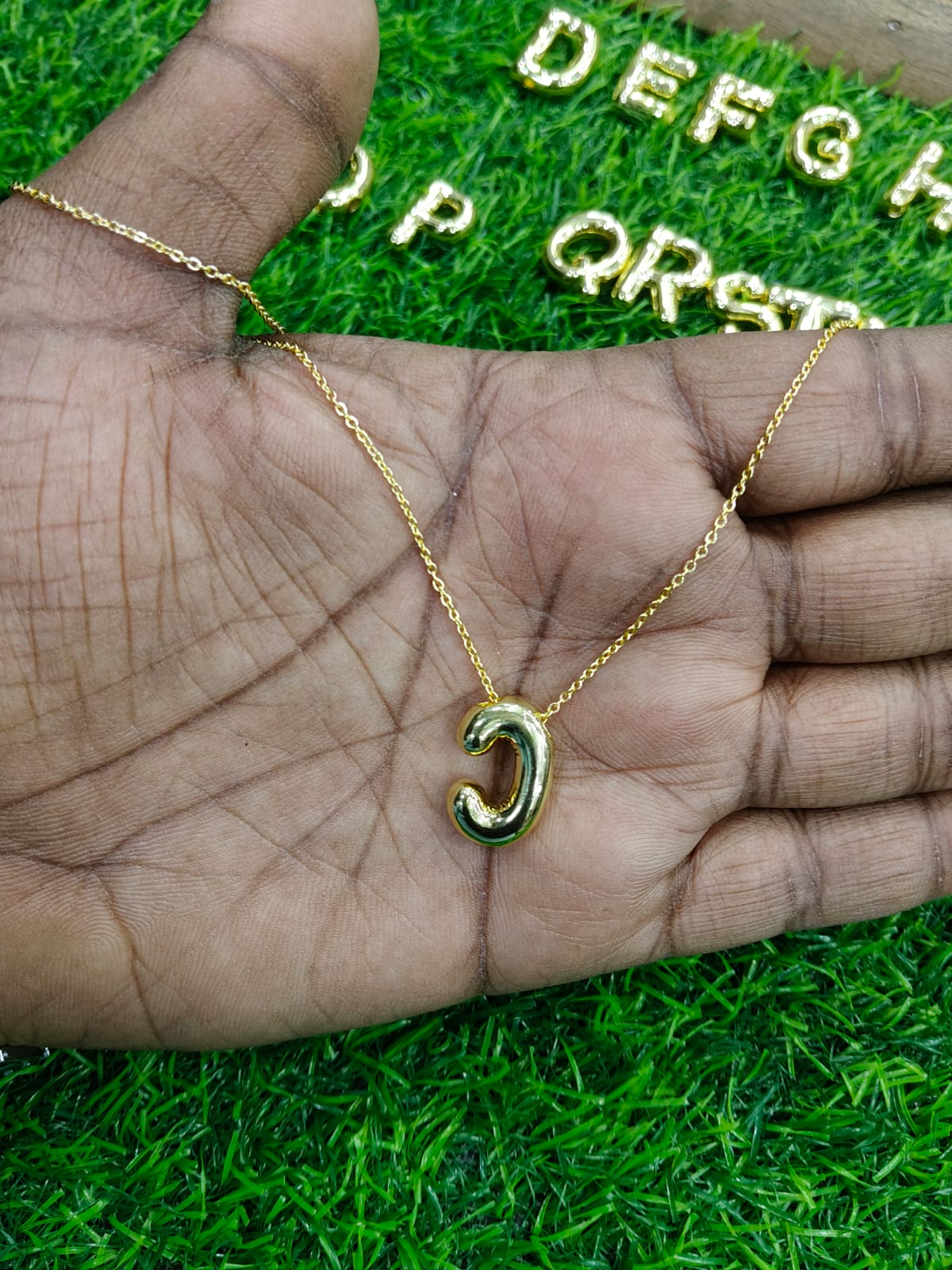 Bubble Initial Necklace - Gold Plated Metal | Custom Letter Pendant