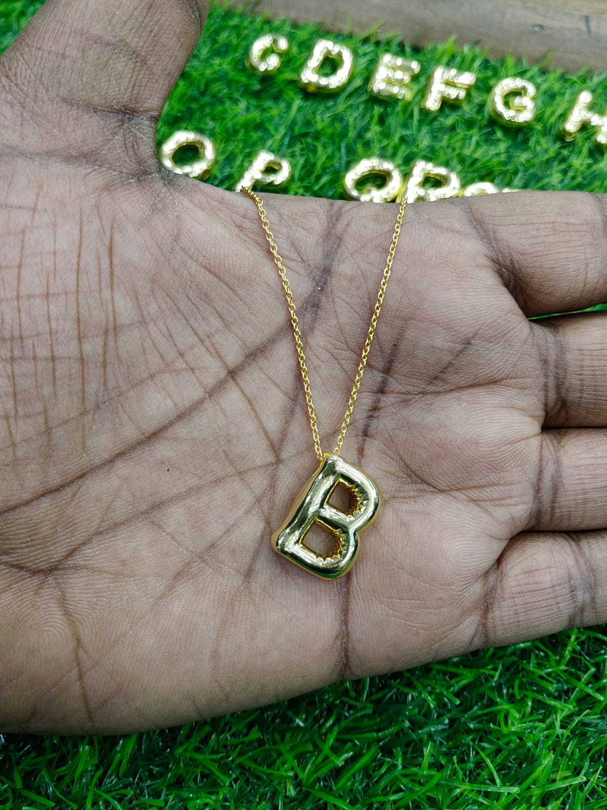 Bubble Initial Necklace - Gold Plated Metal | Custom Letter Pendant