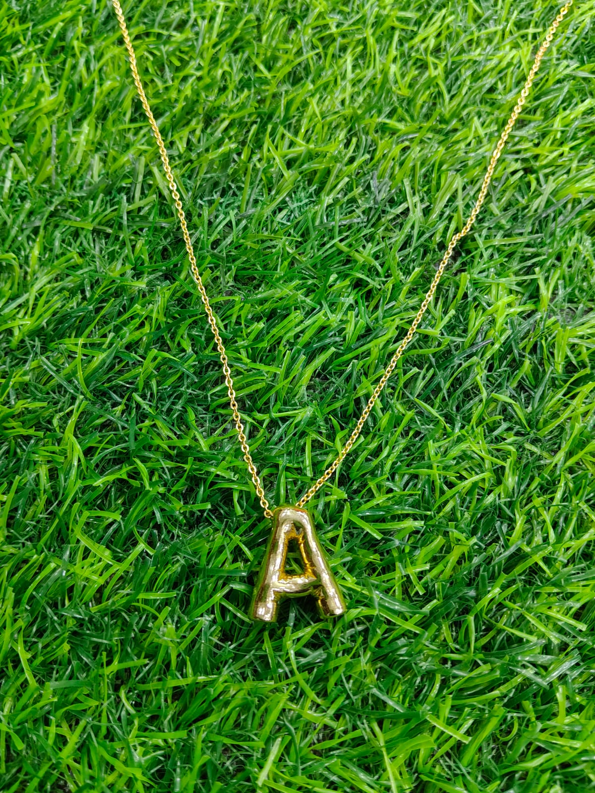 Bubble Initial Necklace - Gold Plated Metal | Custom Letter Pendant