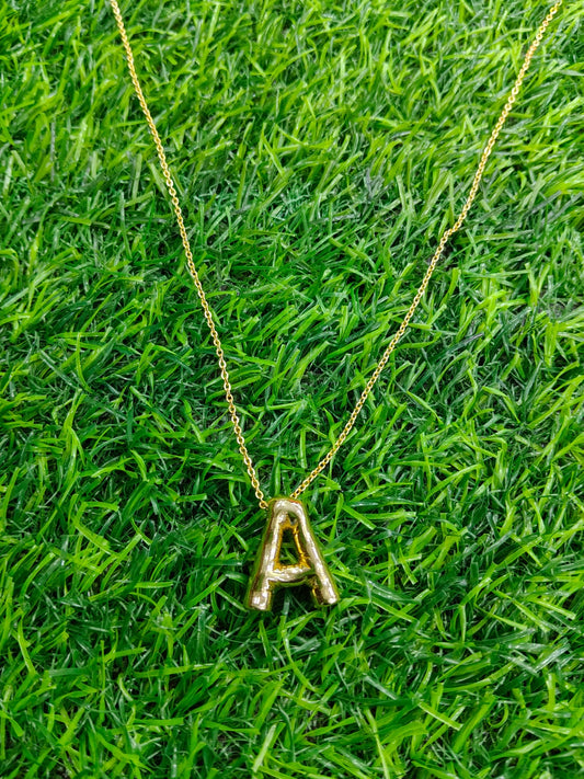Bubble Initial Necklace - Gold Plated Metal | Custom Letter Pendant