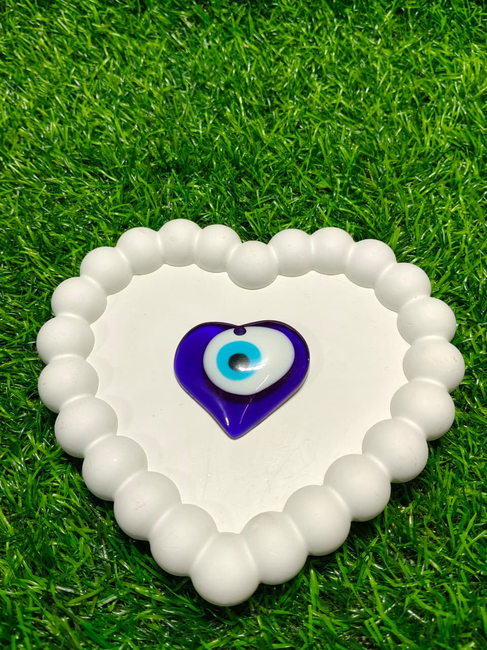 Heart Evil Eye Glass Charms