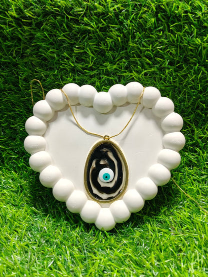Evil Eye Resin Pendant – Gold Plated Agate-Style Charm for Protection & Good Luck