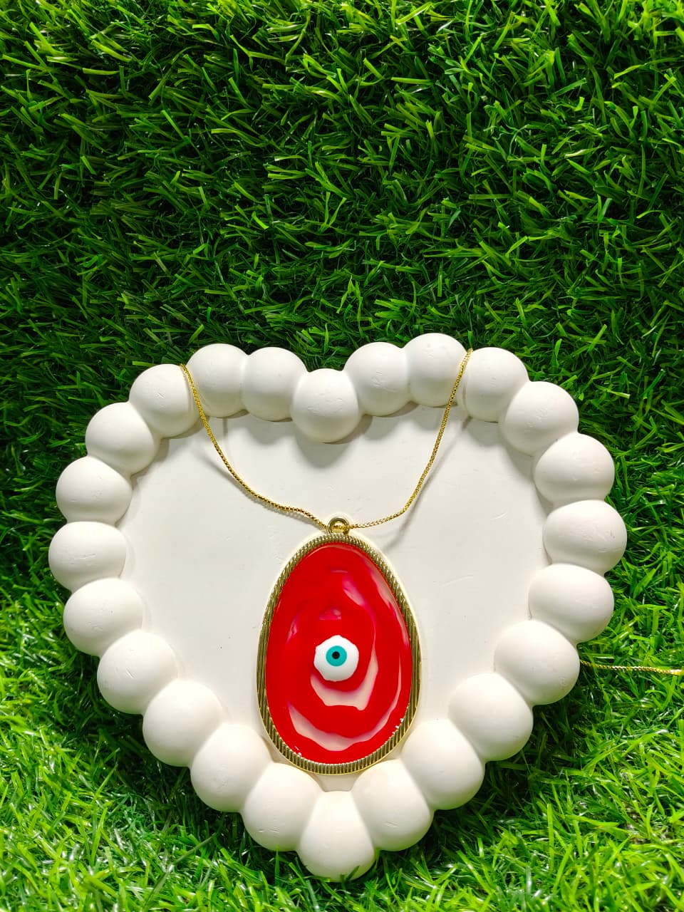 Evil Eye Resin Pendant – Gold Plated Agate-Style Charm for Protection & Good Luck