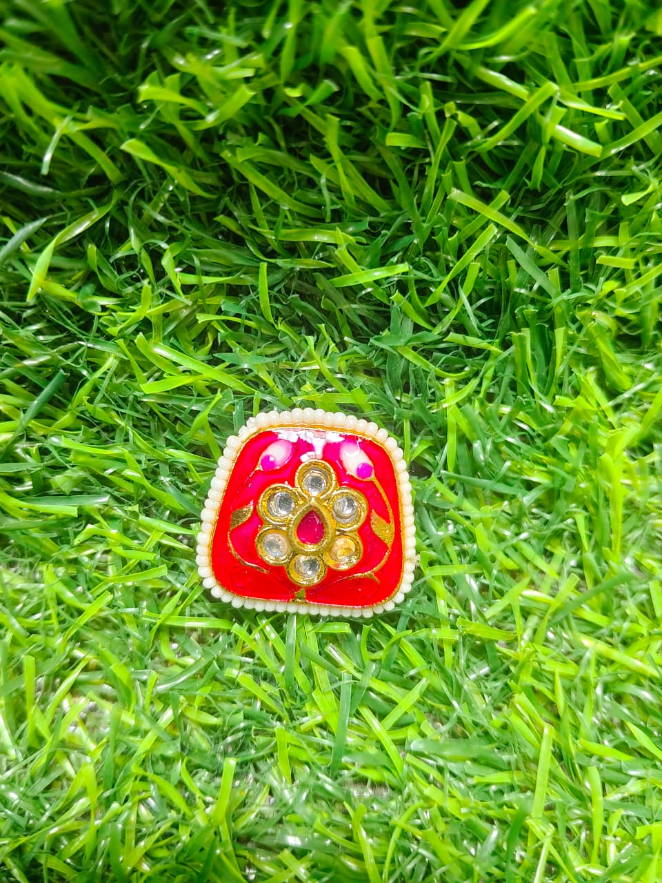 Kundan Enamel Designer Beads – (Pack of 6)