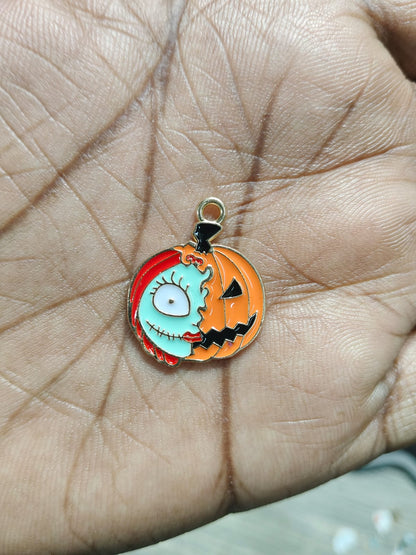 NAGNESHI Sally Halloween Pumpkin Enamel Charms Metal Pendant for Jewelry Making