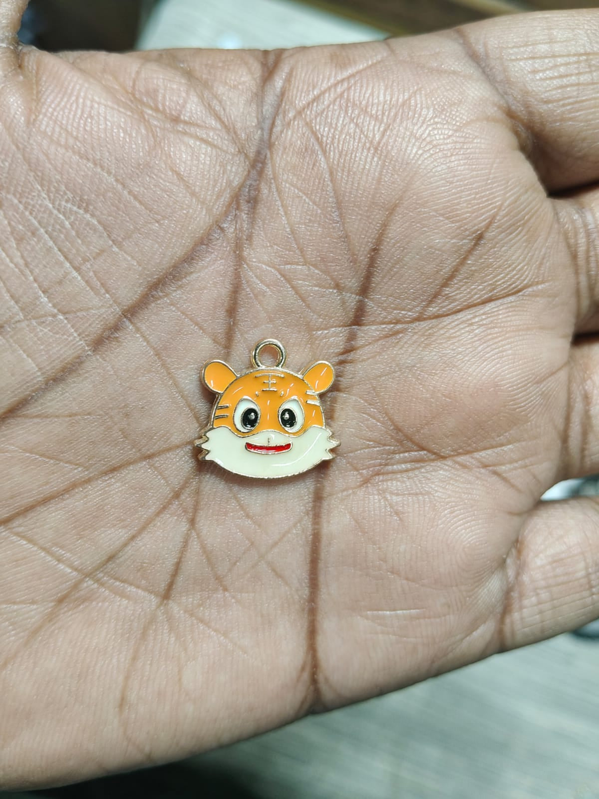 NAGNESHI Cute Tiger Face Enamel Charms Metal Pendant for Jewelry Making