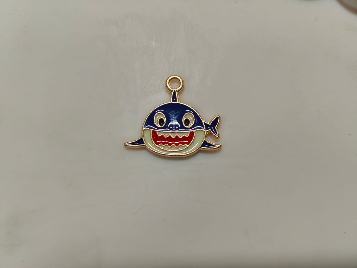 NAGNESHI Blue Shark Enamel Charms Metal Pendant for Jewelry Making