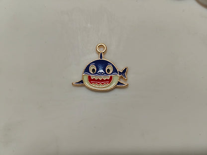 NAGNESHI Blue Shark Enamel Charms Metal Pendant for Jewelry Making