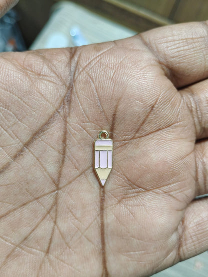 NAGNESHI Pink Pencil Enamel Charms Metal Pendant for Jewelry Making