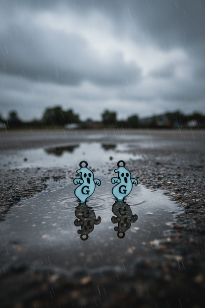 NAGNESHI Ghost Initial Letter "G" Charms – White Enamel Spooky Halloween Charms for Jewelry Making, DIY Earrings, Bracelets, Necklaces, and Crafts