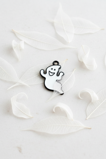 NAGNESHI Cute Ghost with Witch Hat Enamel Charm for Jewelry Making, DIY Earrings, Bracelets, Necklaces, and Crafts