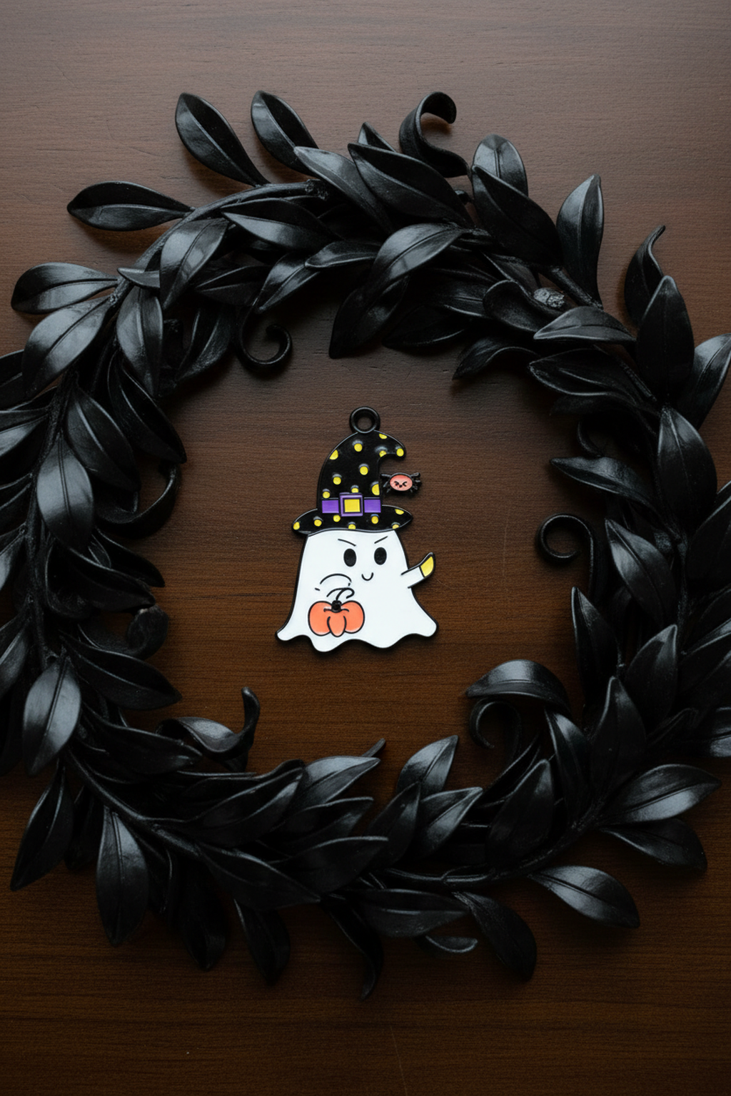 NAGNESHI Cute Ghost Witch Enamel Charm – Spooky Halloween Spirit with Witch Hat & Pumpkin Pendant – DIY Jewelry Making Supplies for Necklaces, Bracelets & Keychains