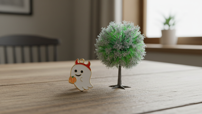 NAGNESHI Little Devil Ghost Enamel Charms - Cute White Ghost with Red Horns & Pumpkin Charms for Jewelry Making, DIY Earrings, Bracelets, Necklaces, and Crafts