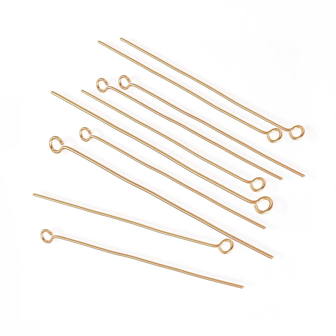 Anti tarnish Gold Plated Solid Stainless Steel Eyepins 5 cm 25 EYE PINS