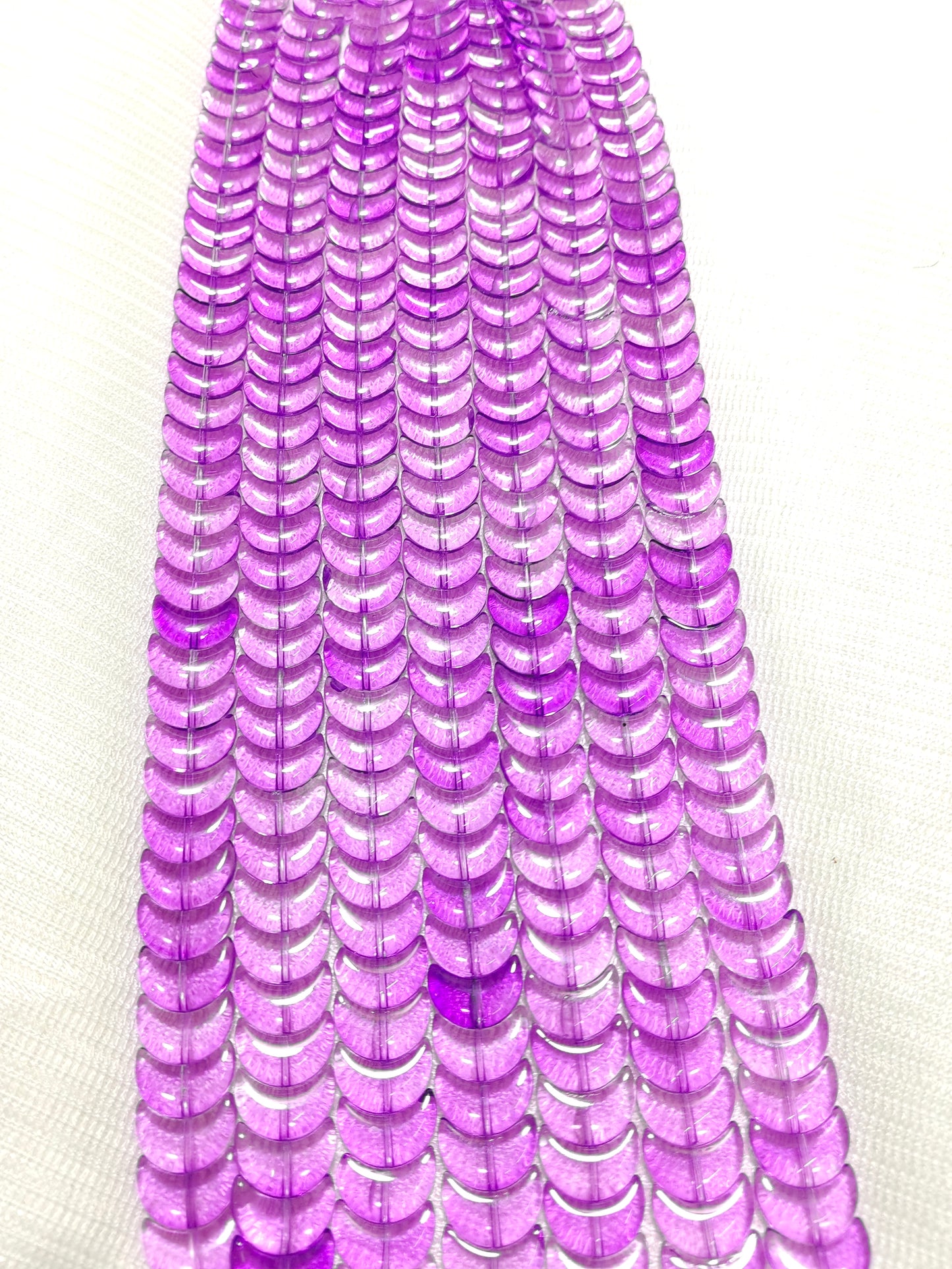 Luminous Lavender Glass Moon Beads - Pack of 2 Strings