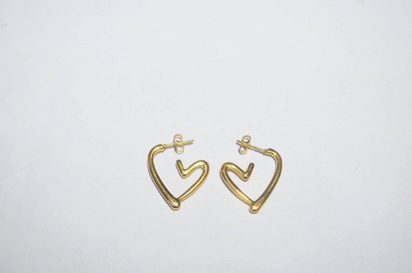 Trendy Gold-Tone Abstract Heart Shape Anti Tarnish Earrings for Women & Girls