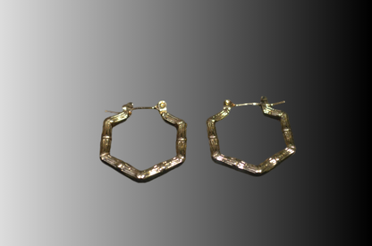 Anti Tarnish Hexagon Bamboo Design Gold Plated Hoop Earrings | Stylish Artificial Jewellery for Women